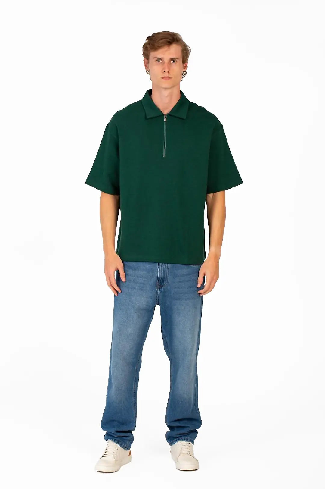 HALF ZIP POLO NECK T-SHIRT