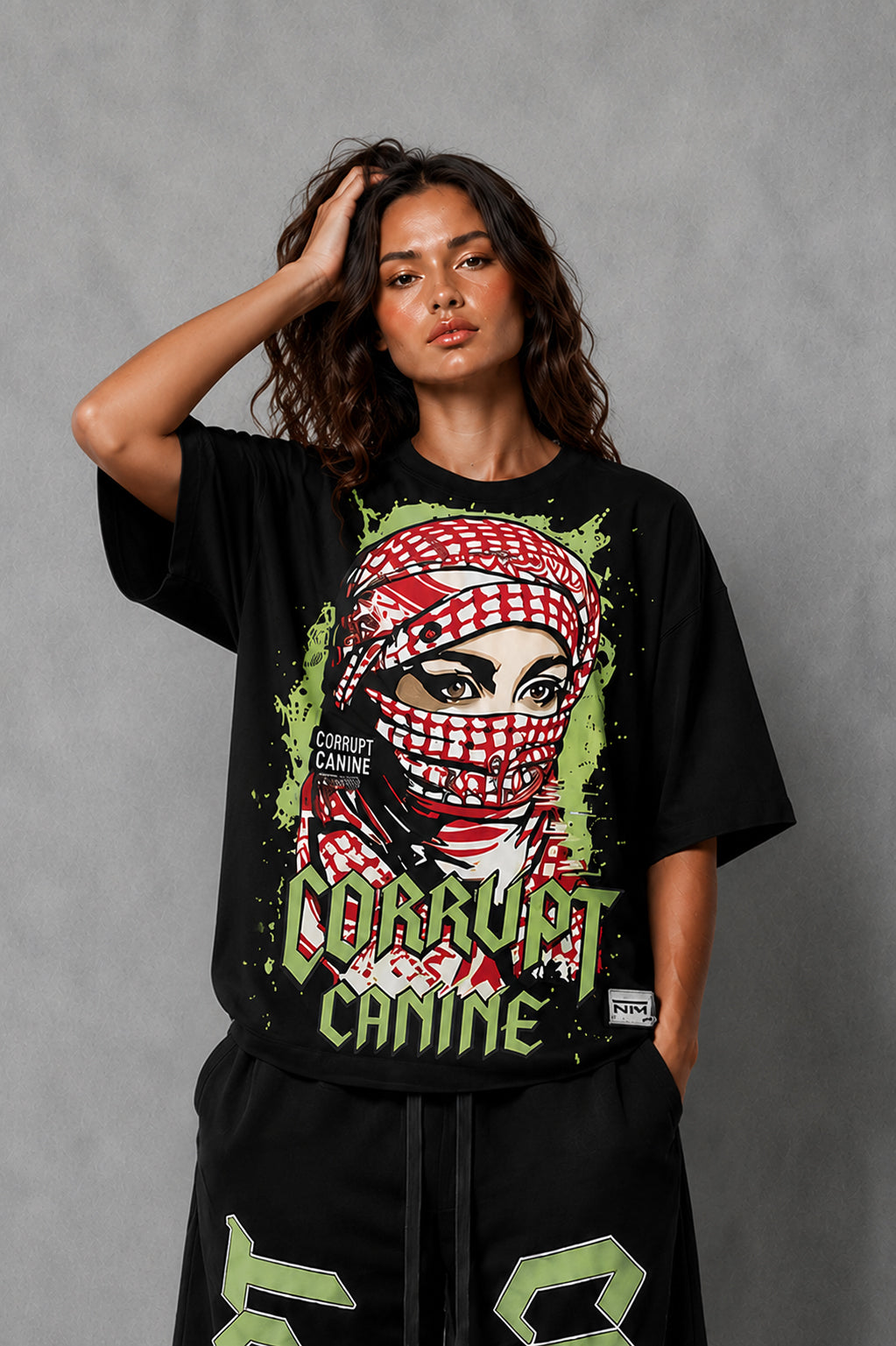 CORRUPT CANINE SILENCE SPEAKS LOUDER BOXY GRAPHIC T-SHIRT & WIDE LEG SWEATPANTS SET