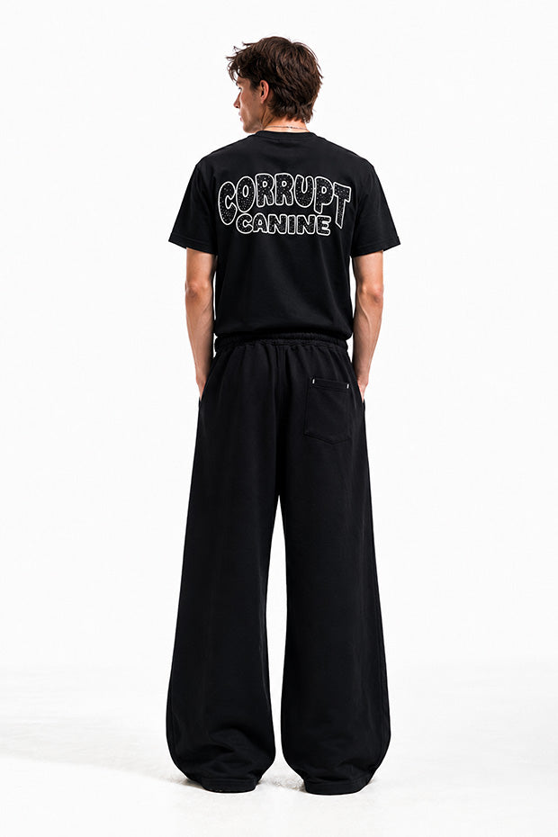 CORRUPT CANINE RHINESTONE ALIEN GRAPHIC BOXY T-SHIRT & WIDE-LEG SWEATPANTS SET