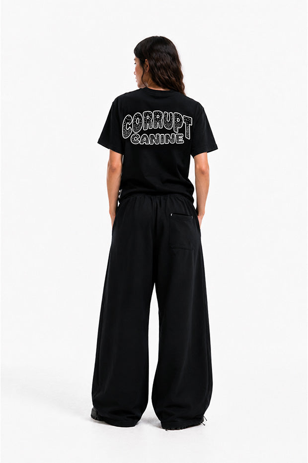 CORRUPT CANINE RHINESTONE ALIEN GRAPHIC BOXY T-SHIRT & WIDE-LEG SWEATPANTS SET