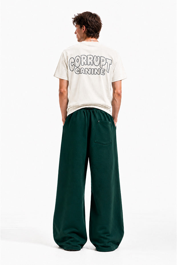 CORRUPT CANINE RHINESTONE ALIEN GRAPHIC BOXY T-SHIRT & WIDE-LEG SWEATPANTS SET