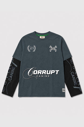 CORRUPT K9 TWO TONE LAYERED T-SHIRT WITH CONNECTED SLEEVE