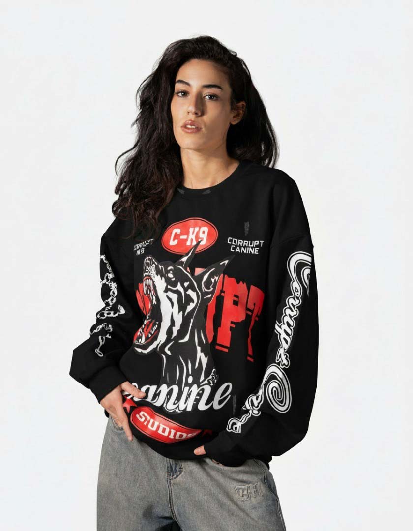 C-K9 SAVAGE DOG GRAPHIC CREWNECK SWEATSHIRT