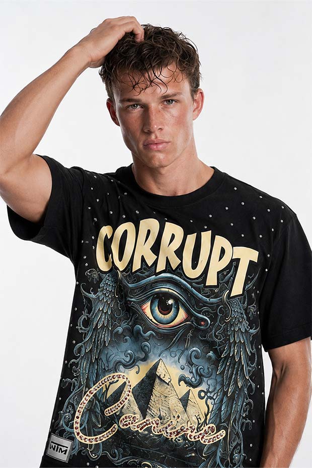 CORRUPT CANINE ALL SEEING EYE & PYRAMID GRAPHIC BOXY T-SHIRT AND RELAXED SHORTS SET