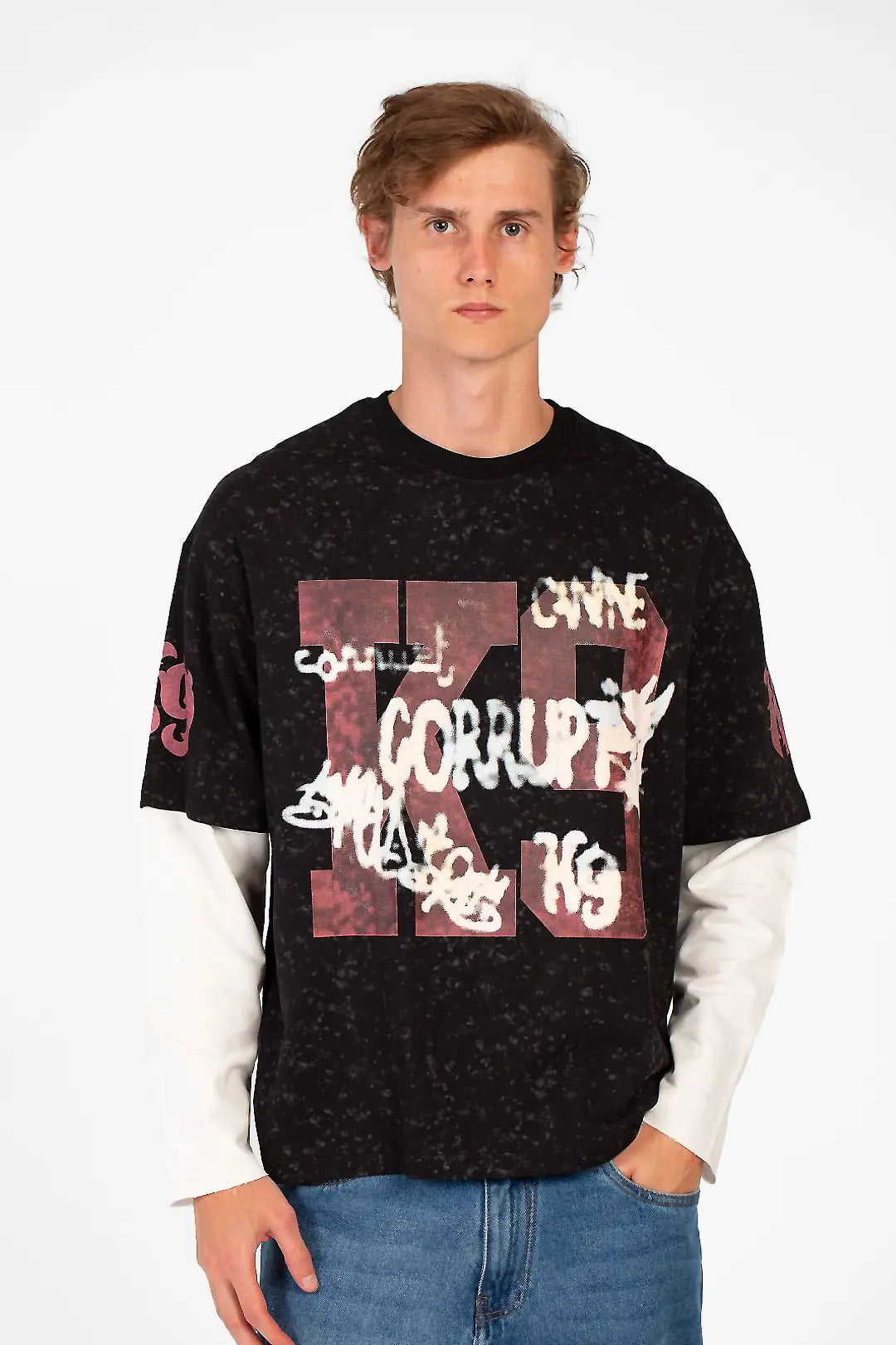 LONG CONNECTED SLEEVE K9 PRINTED T-SHIRT