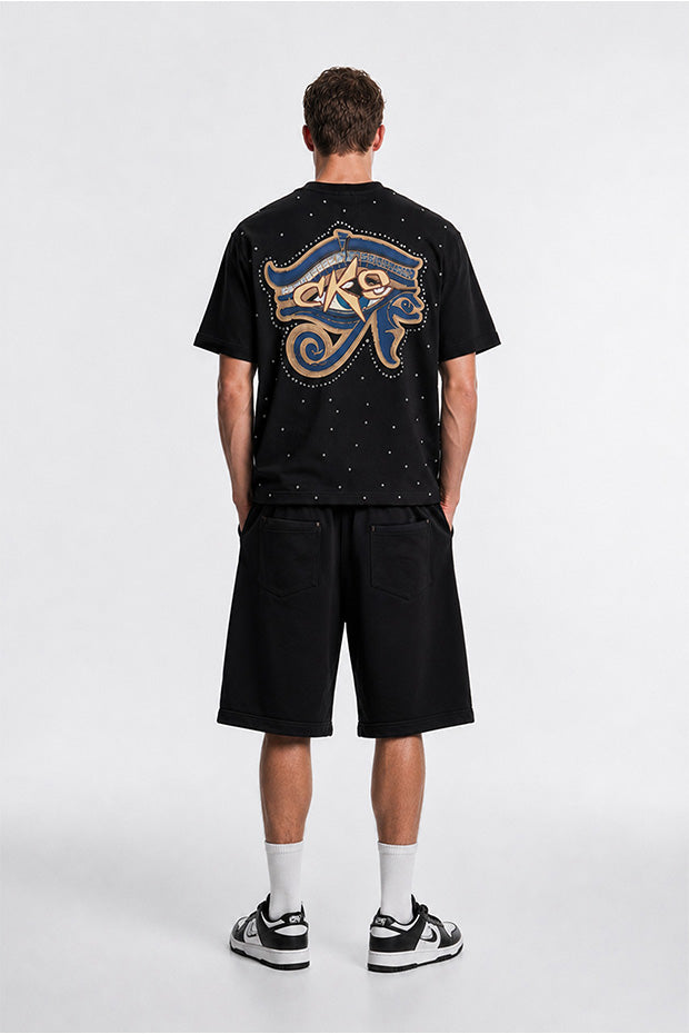 CORRUPT CANINE ALL SEEING EYE & PYRAMID GRAPHIC BOXY T-SHIRT AND RELAXED SHORTS SET