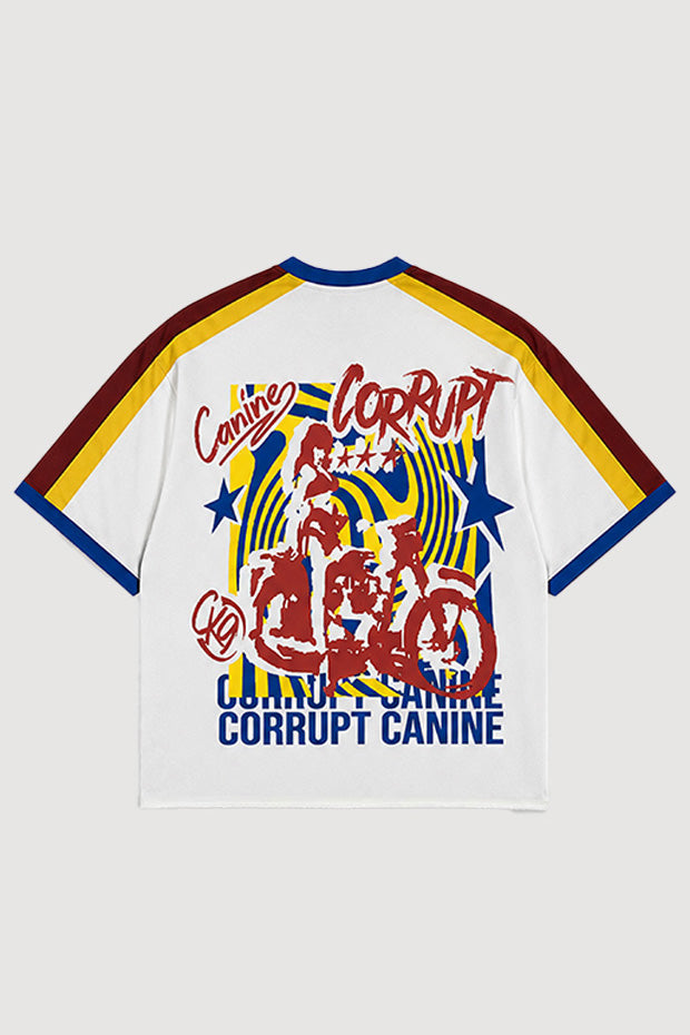 CK-9 STUDIOS RETRO BIKER GRAPHIC BOXY FIT T-SHIRT