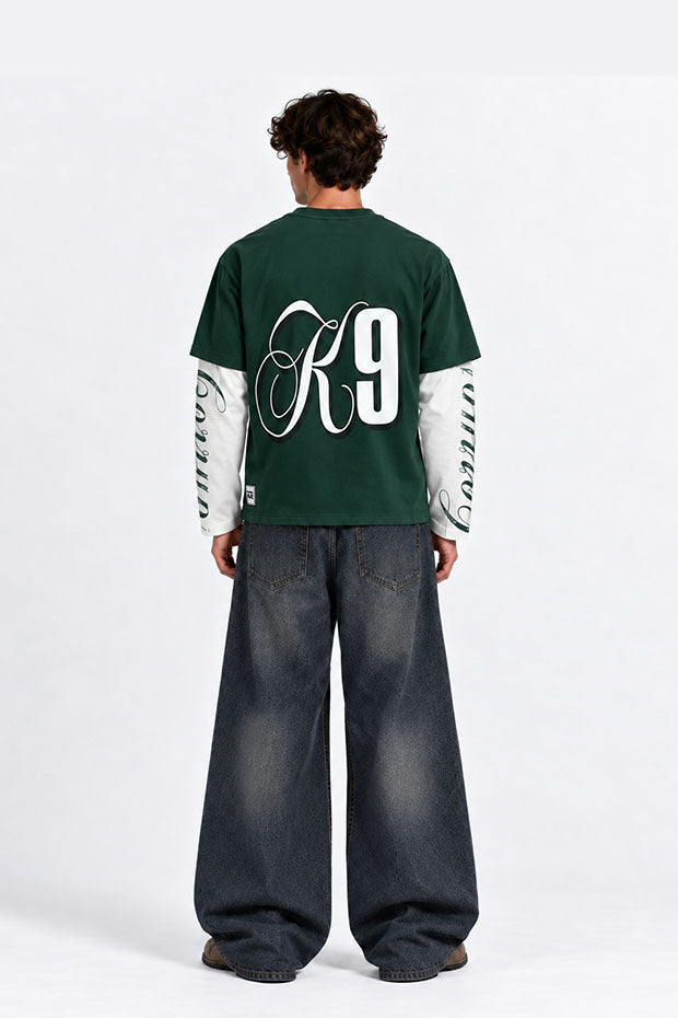 CORRUPT K9 TWO TONE LAYERED T-SHIRT WITH CONNECTED SLEEVE