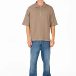 HALF ZIP POLO NECK T-SHIRT