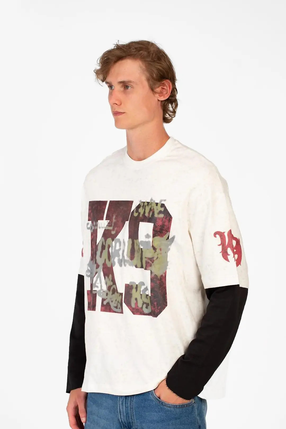 LONG CONNECTED SLEEVE K9 PRINTED T-SHIRT