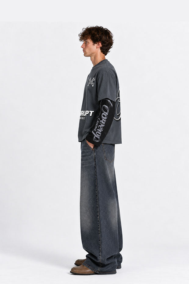 CORRUPT K9 TWO TONE LAYERED T-SHIRT WITH CONNECTED SLEEVE