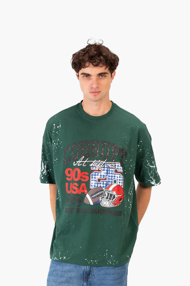 CORRUPT NINETIES VARSITY BASEBALL OVERSIZED T-SHIRT