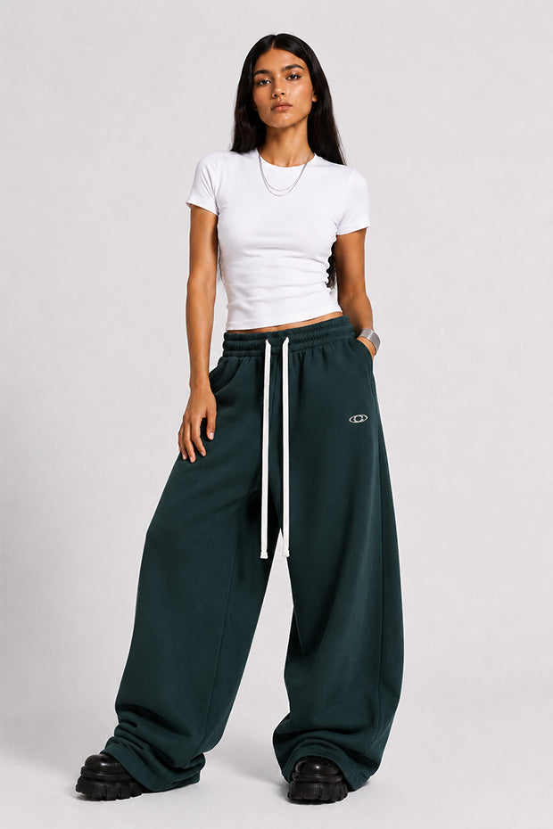 WIDE LEG FLEECE OFF GRID SWEATPANTS WITH DRAWSTRING