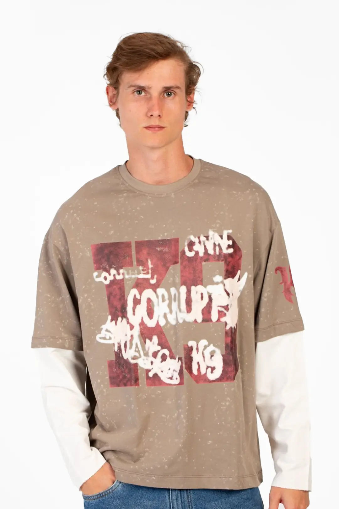 LONG CONNECTED SLEEVE K9 PRINTED T-SHIRT