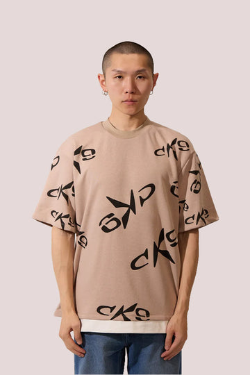 CK9 PRINTED HALF SLEEVE ROUND NECK T-SHIRT