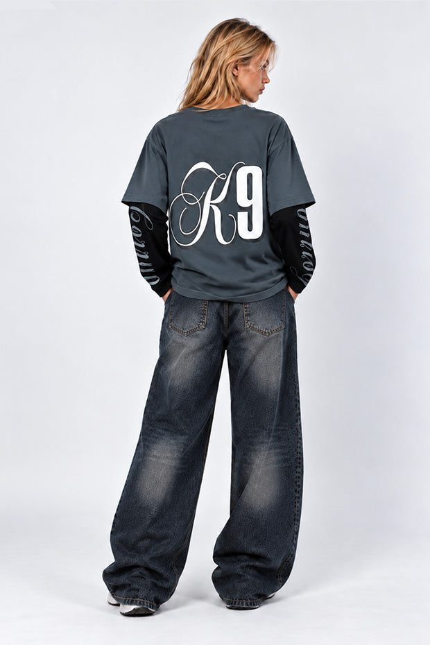 CORRUPT K9 TWO TONE LAYERED T-SHIRT WITH CONNECTED SLEEVE