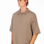 HALF ZIP POLO NECK T-SHIRT