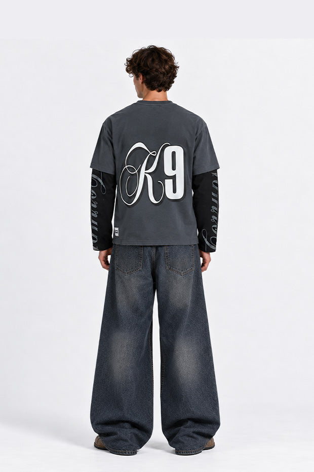 CORRUPT K9 TWO TONE LAYERED T-SHIRT WITH CONNECTED SLEEVE