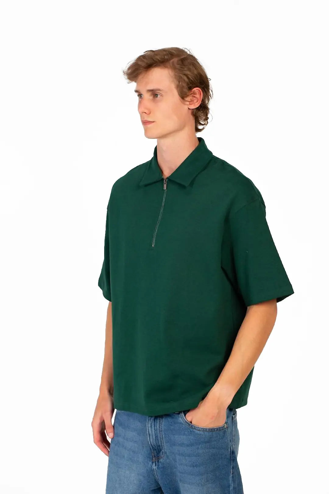 HALF ZIP POLO NECK T-SHIRT