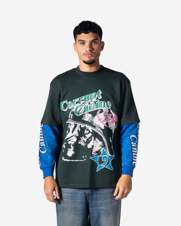 C-K9 DUAL SHADE DOUBLE LAYER RHINESTONE SWEATSHIRT