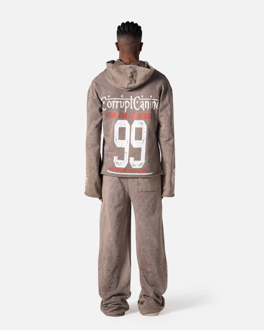 FIGHT FOR GLORY WASHED RHINESTONE CORRUPT CANINE JOGGERS SWEATPANTS