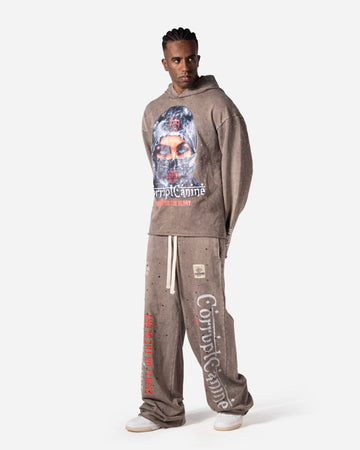 FIGHT FOR GLORY WASHED RHINESTONE CORRUPT CANINE JOGGERS SWEATPANTS