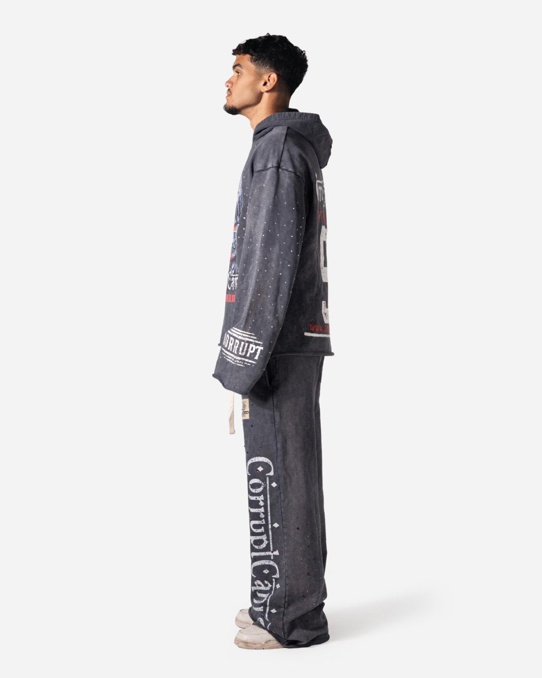 MASKED GLORY RHINESTONE CORRUPT CANINE STREET HOODIE