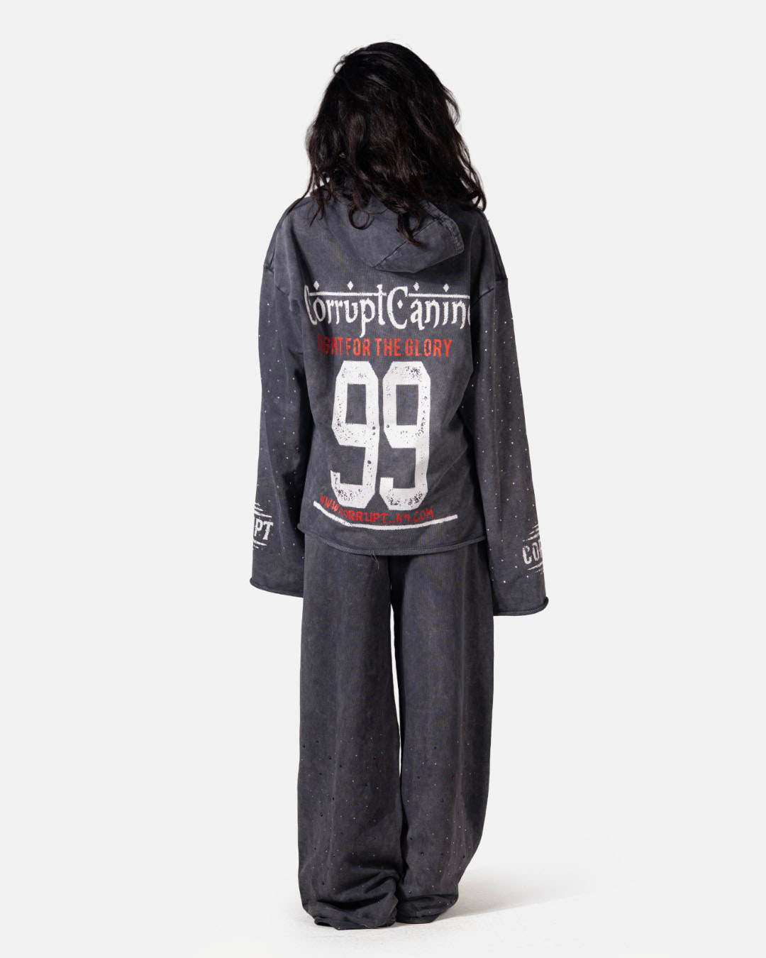 MASKED GLORY RHINESTONE CORRUPT CANINE STREET HOODIE