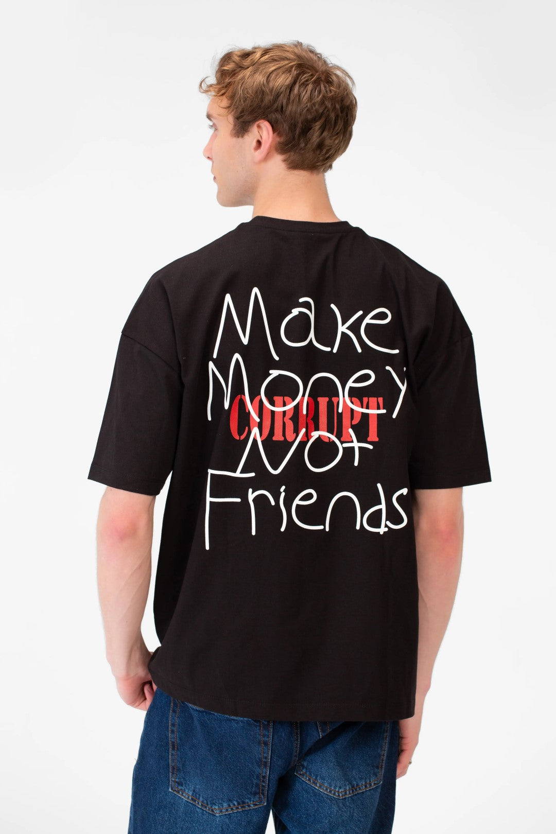 CORRUPT TEXT PRINT OVERSIZE T-SHIRT