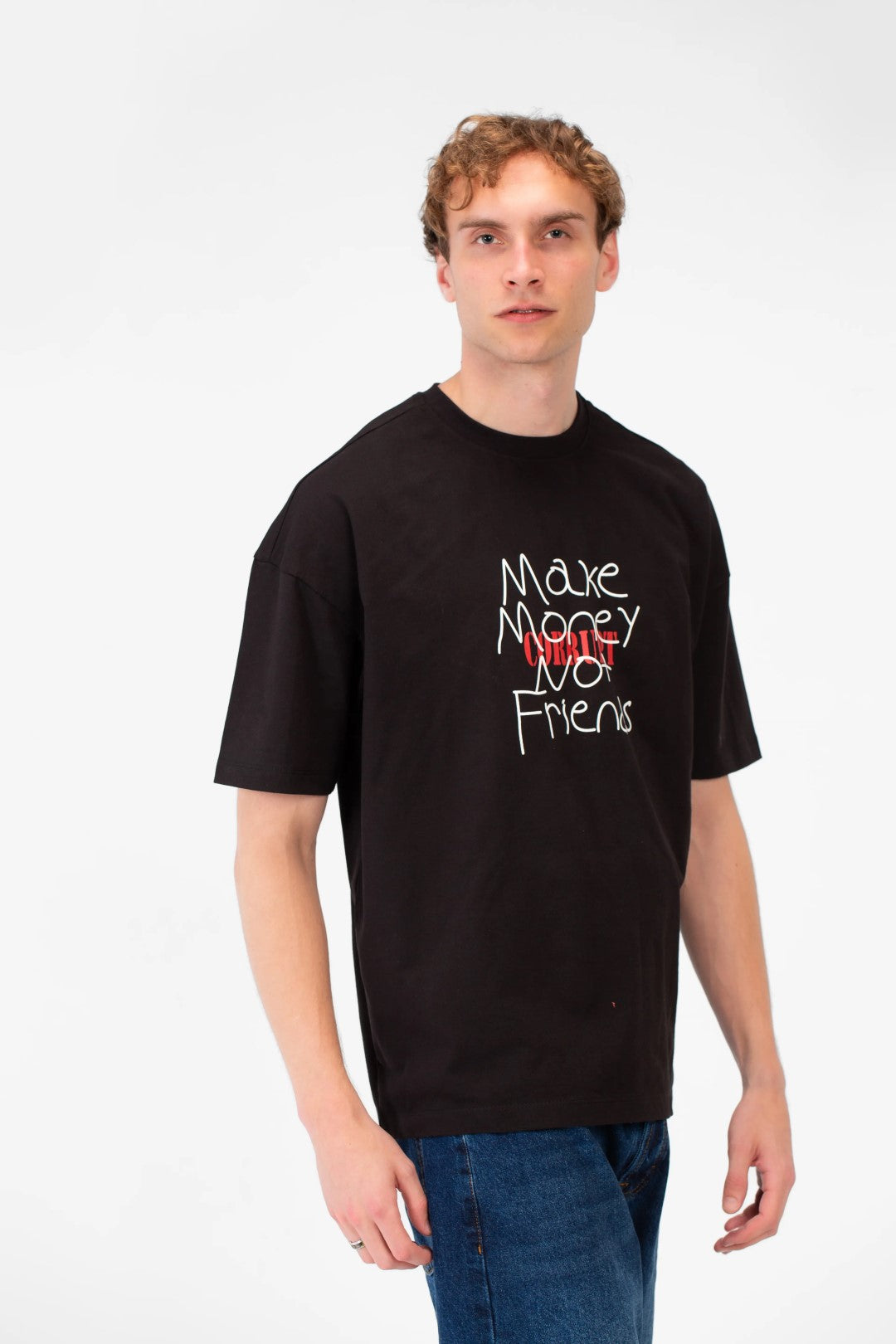 CORRUPT TEXT PRINT OVERSIZE T-SHIRT