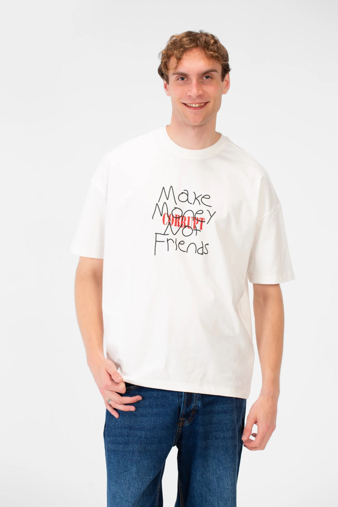 CORRUPT TEXT PRINT OVERSIZE T-SHIRT