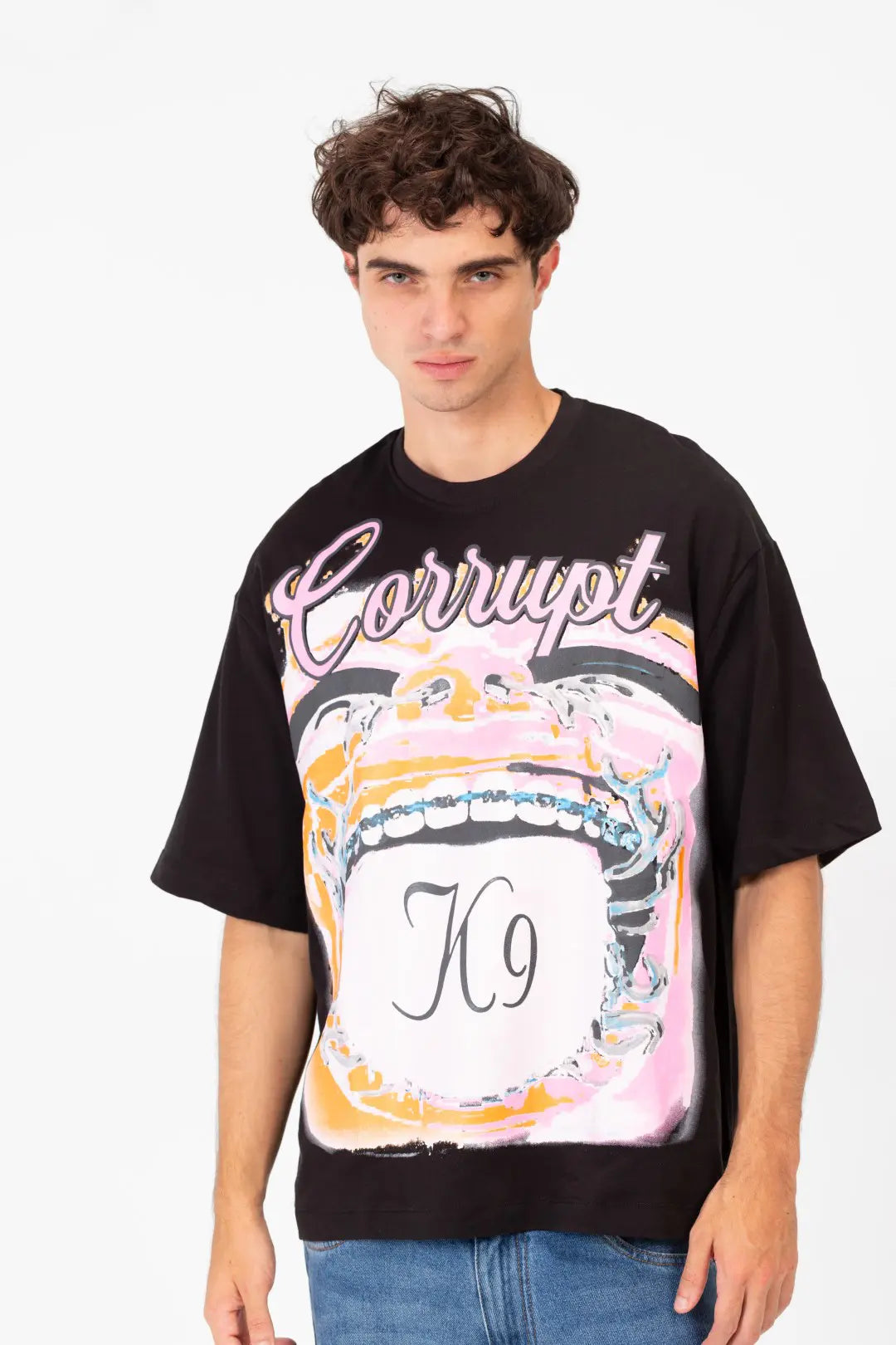 Corrupt k9 face print Half sleeve t-shirt