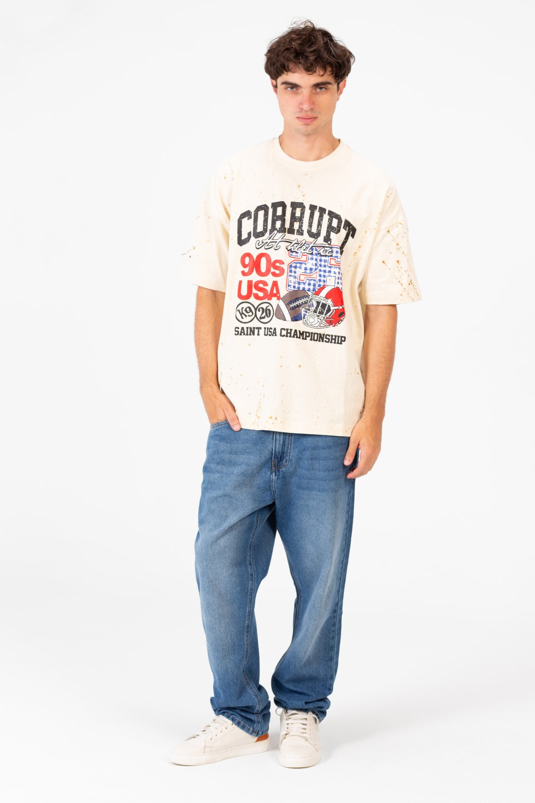 CORRUPT NINETIES VARSITY BASEBALL OVERSIZED T-SHIRT