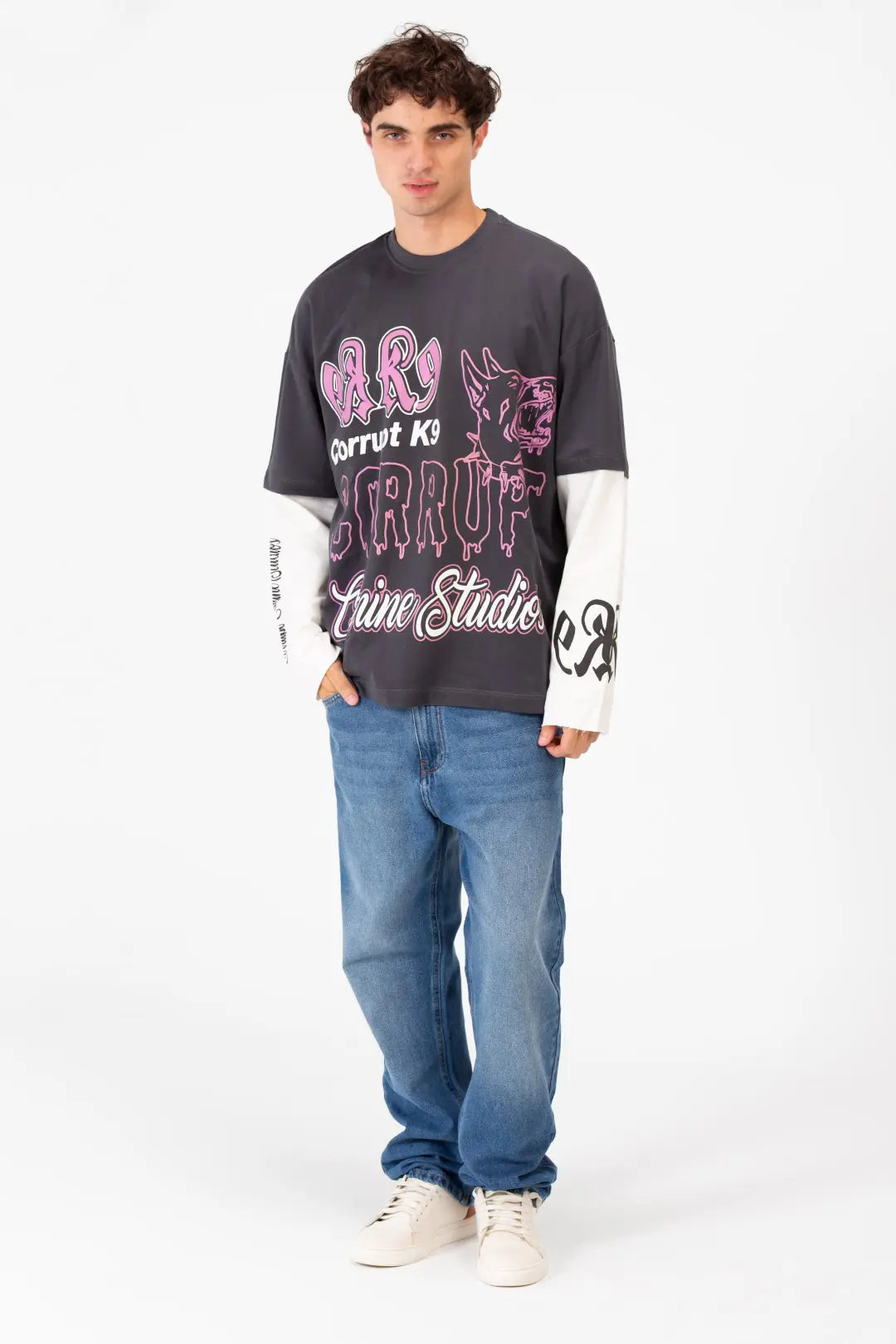 CORRUPT CANINE STUDIES LONG SLEEVE CONNECTED DOGY PRINTED T-SHIRT