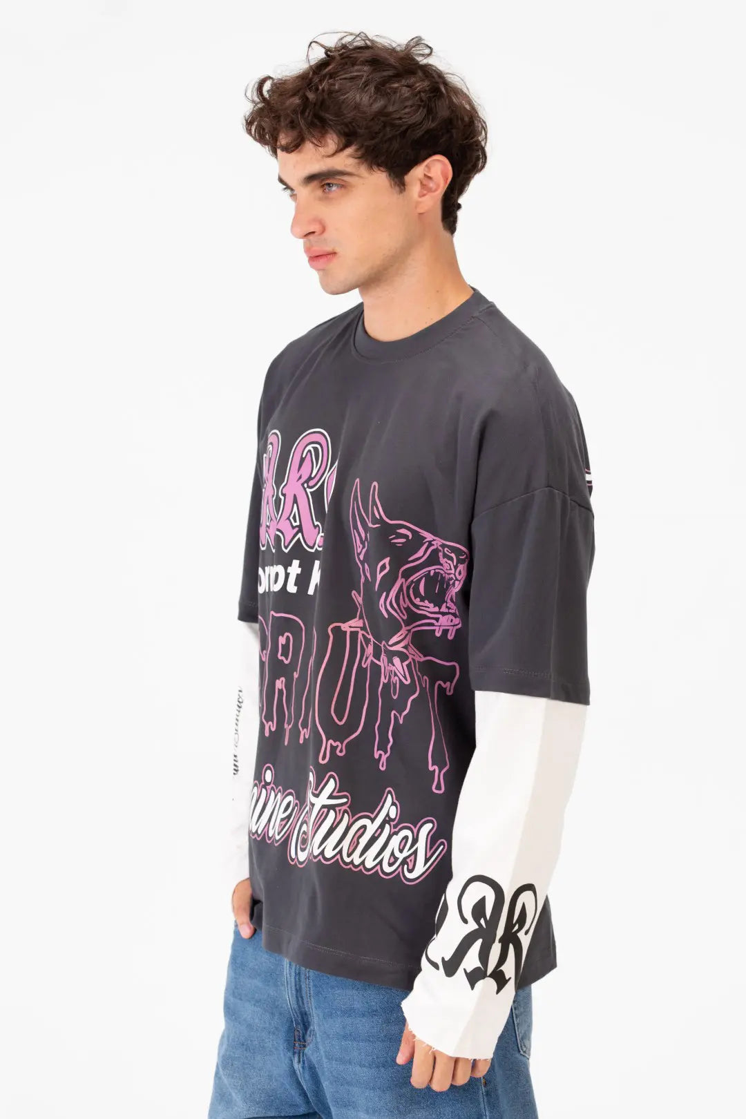 CORRUPT CANINE STUDIES LONG SLEEVE CONNECTED DOGY PRINTED T-SHIRT