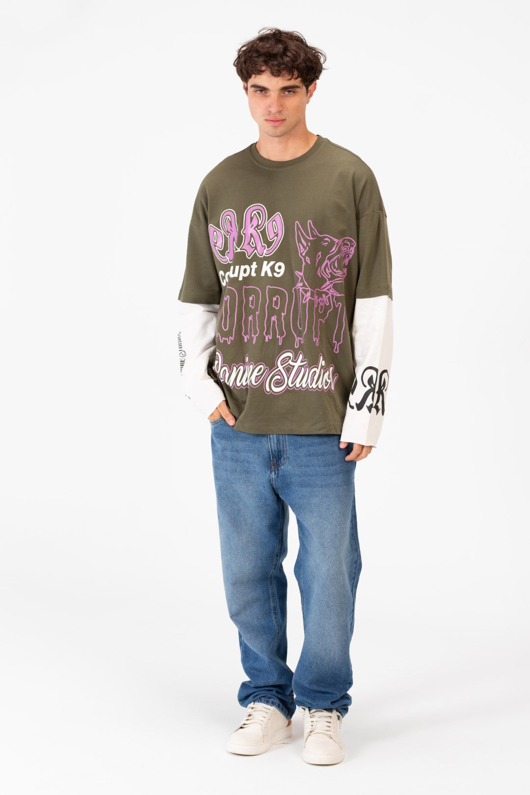 CORRUPT CANINE STUDIES LONG SLEEVE CONNECTED DOGY PRINTED T-SHIRT