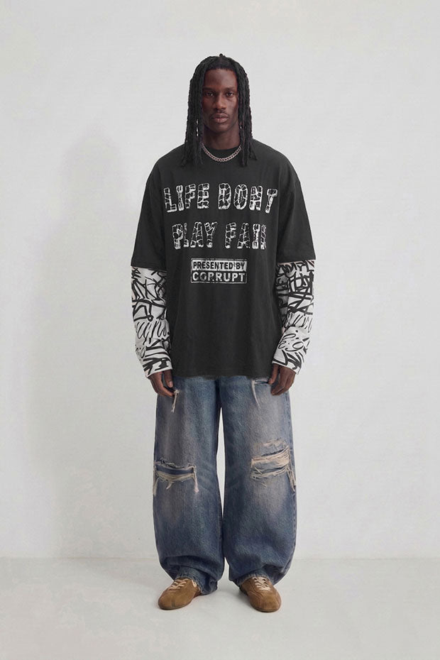 LONG SLEEVE CONNECTED PRINTED TEE