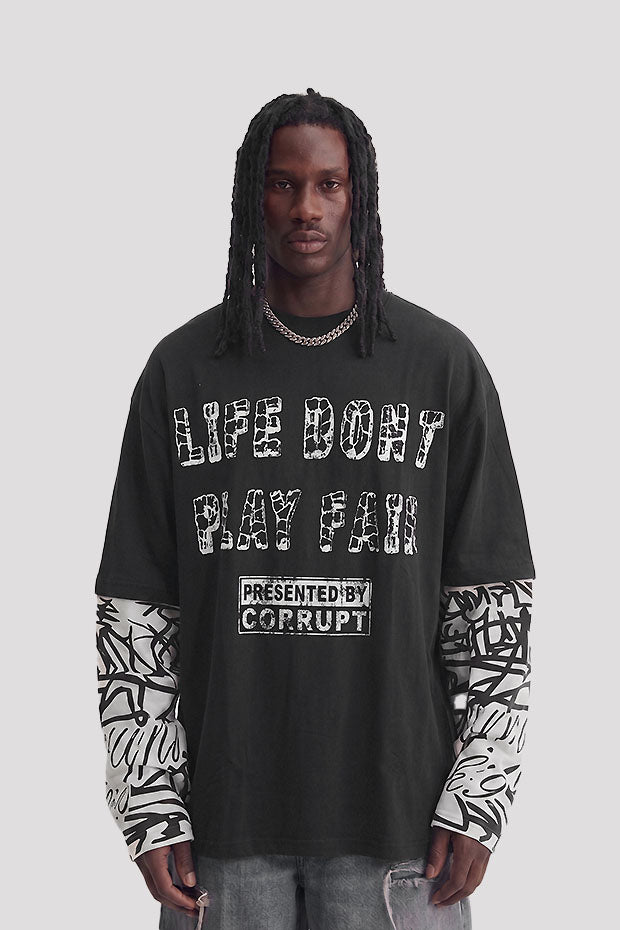 LONG SLEEVE CONNECTED PRINTED TEE