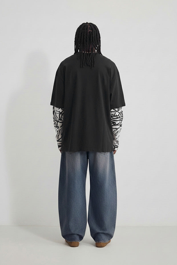 LONG SLEEVE CONNECTED PRINTED TEE