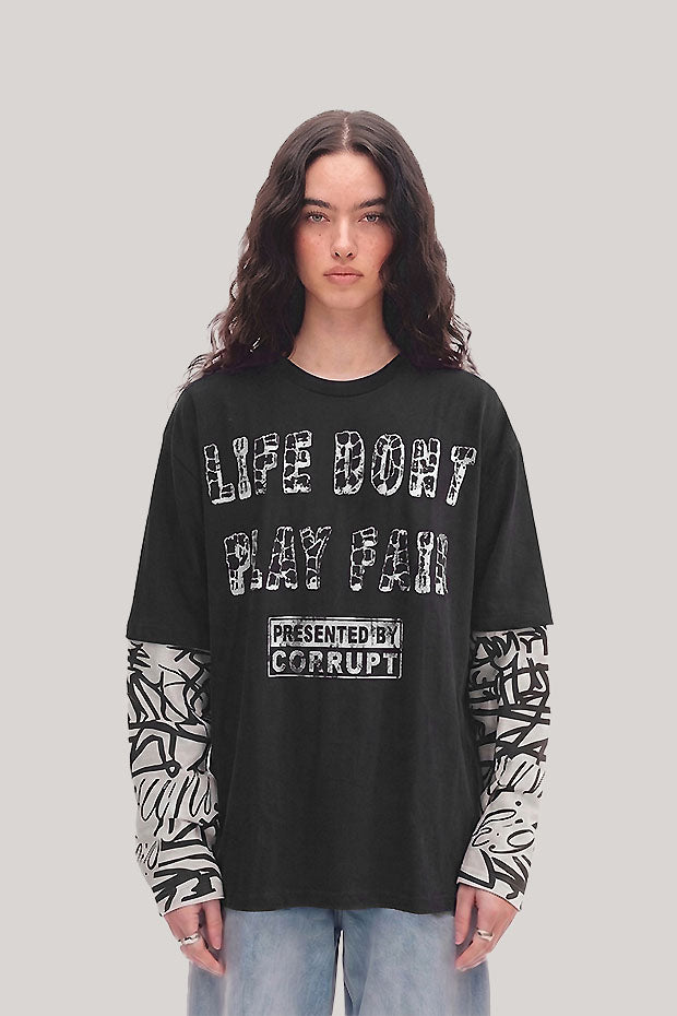 LONG SLEEVE CONNECTED PRINTED TEE