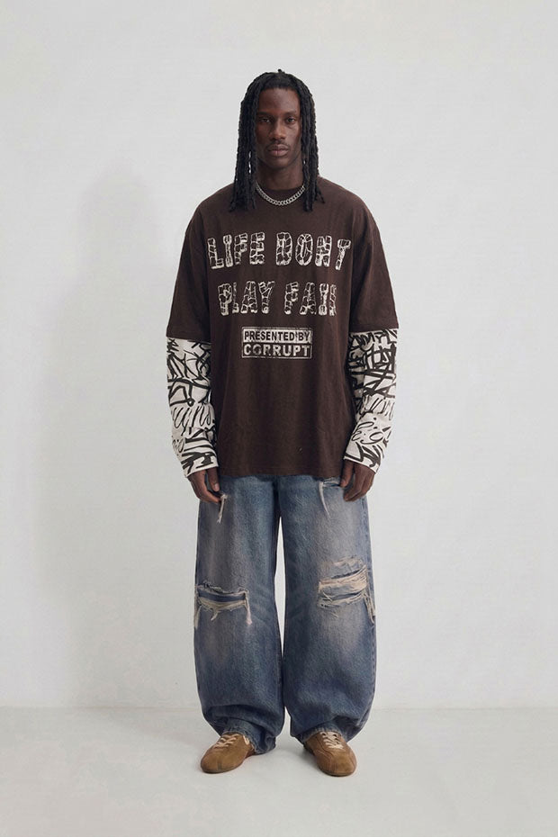 LONG SLEEVE CONNECTED PRINTED TEE