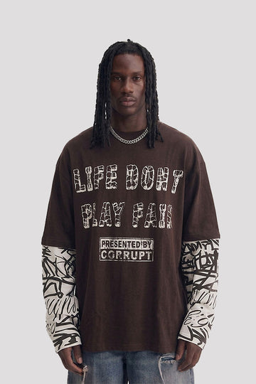 LONG SLEEVE CONNECTED PRINTED TEE