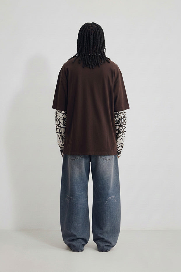 LONG SLEEVE CONNECTED PRINTED TEE