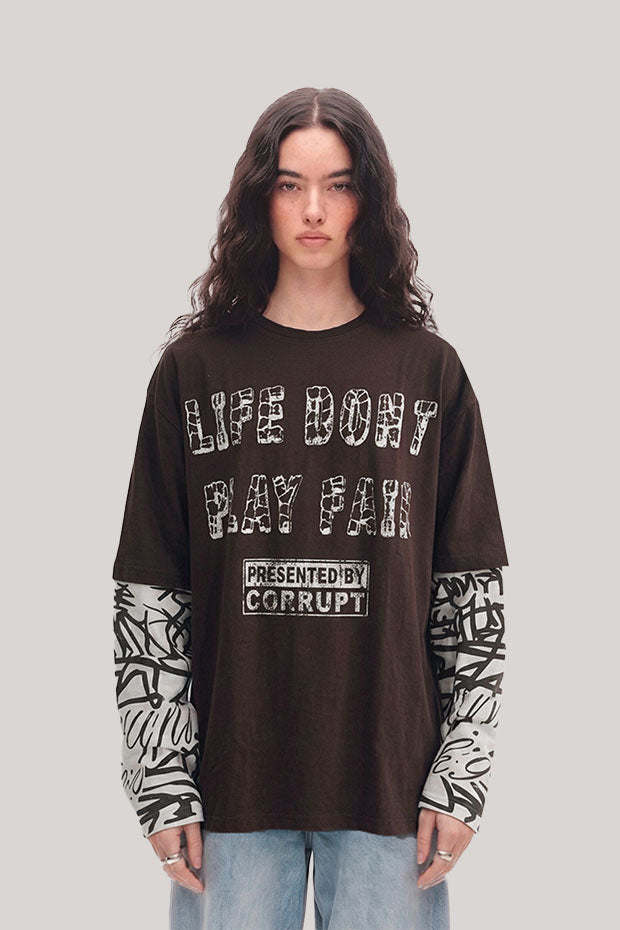 LONG SLEEVE CONNECTED PRINTED TEE