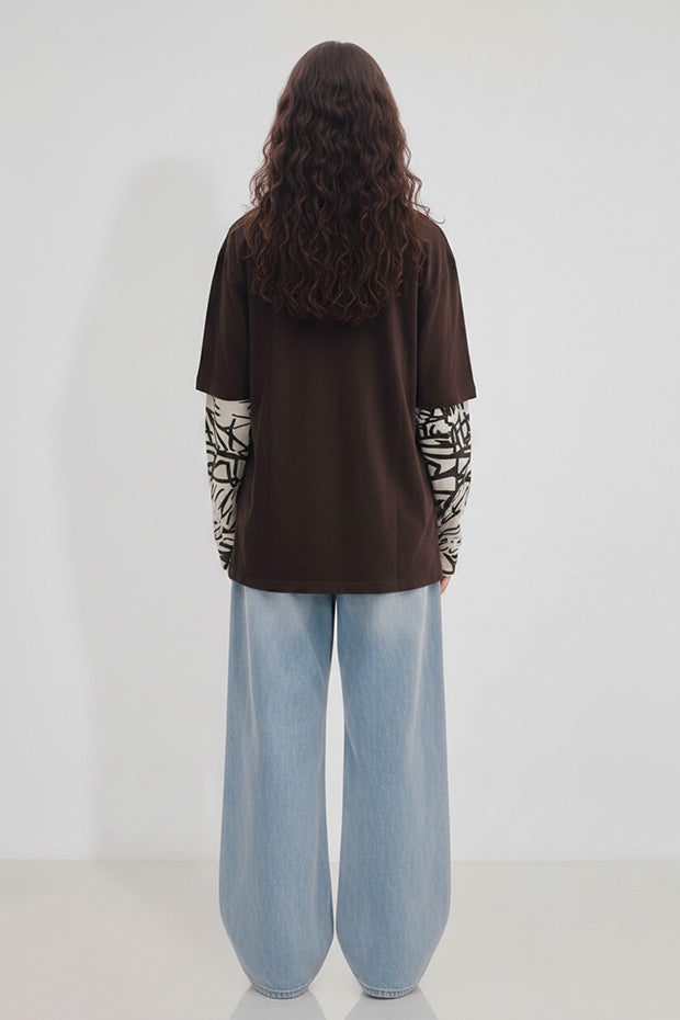 LONG SLEEVE CONNECTED PRINTED TEE