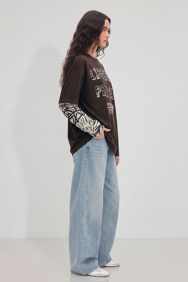 LONG SLEEVE CONNECTED PRINTED TEE