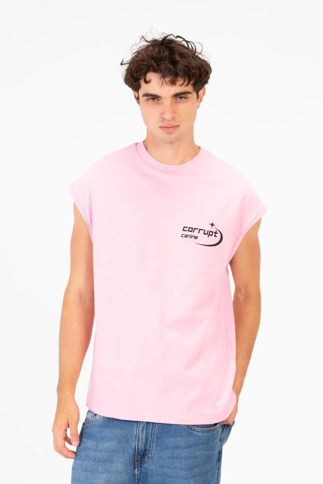 BASIC ESSENTIAL SLEEVELESS LOGO PRINT T-SHIRT