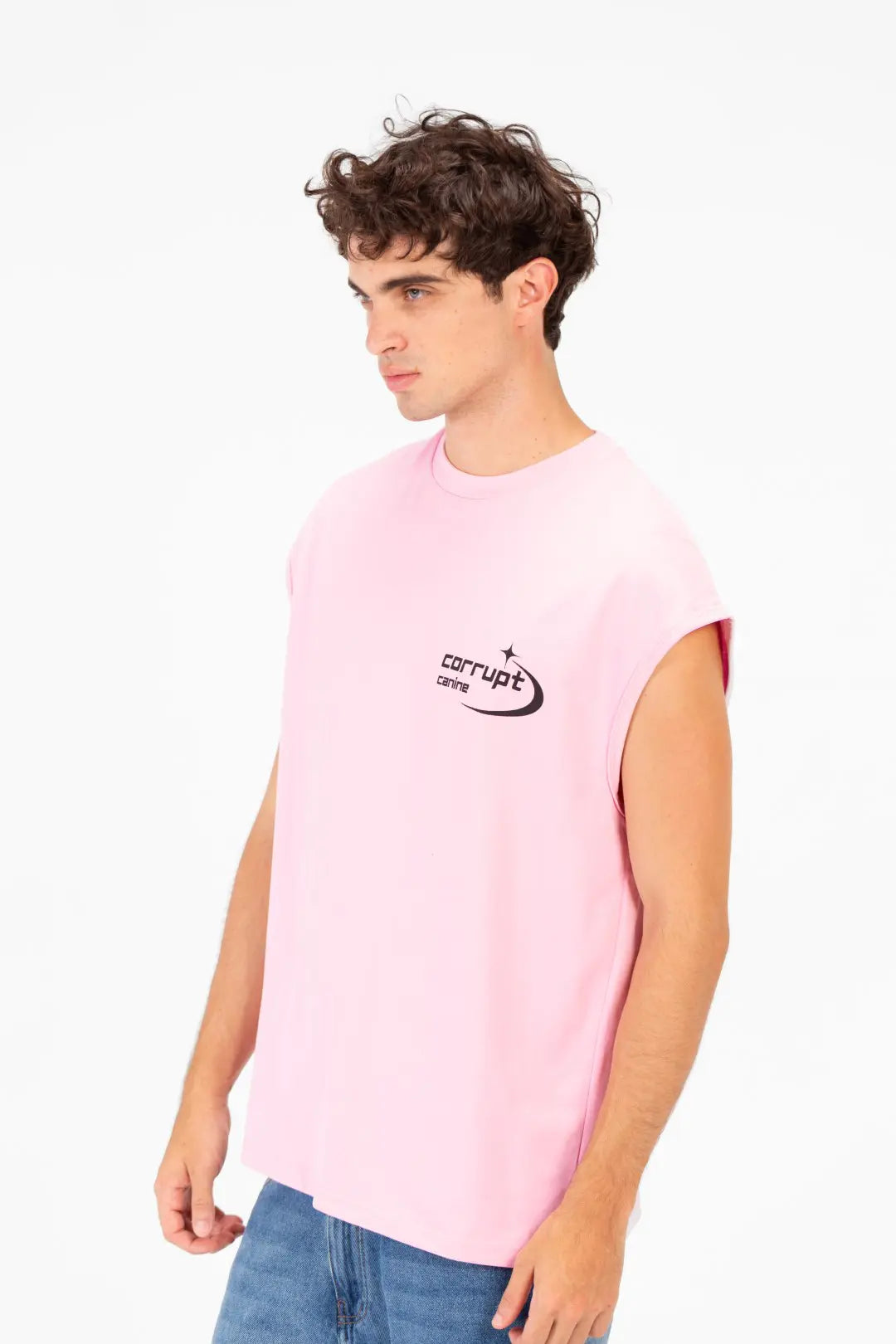 BASIC ESSENTIAL SLEEVELESS LOGO PRINT T-SHIRT