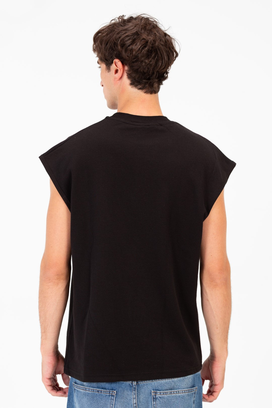 BASIC ESSENTIAL SLEEVELESS LOGO PRINT T-SHIRT