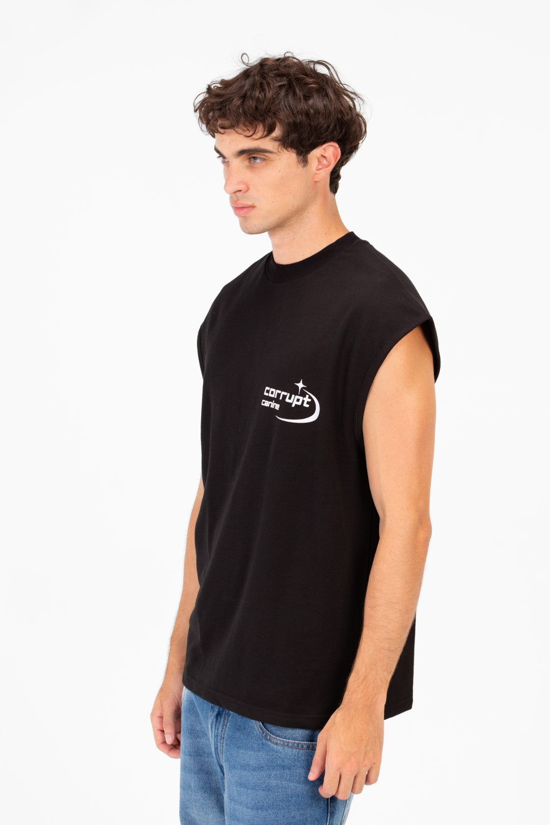 BASIC ESSENTIAL SLEEVELESS LOGO PRINT T-SHIRT